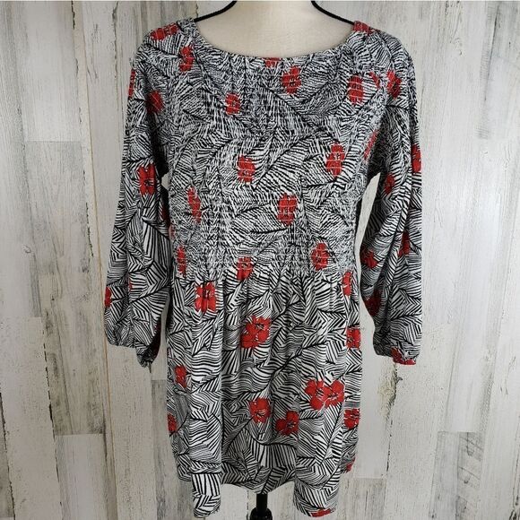 J. Jill Smocked Babydoll Top Sz L - Picture 2 of 10